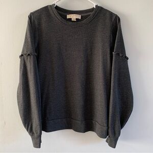 Michael Kors Sweatshirt Size Small Crew Neck Ruffle Long Sleeve Shirt Top Gray